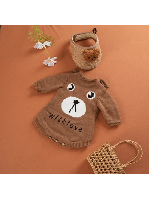 Нет бренда Комплект одежды для куклы-реборн 55 см из хлопка brown sweat, коричневый, фото 7