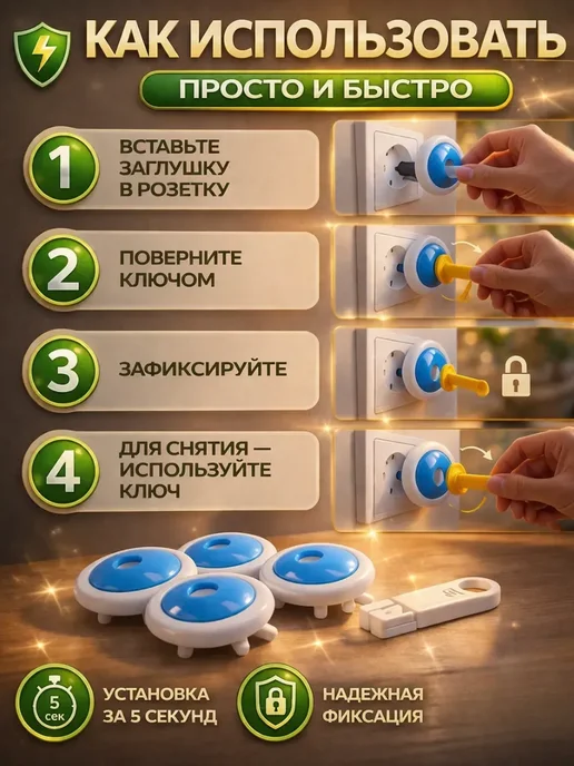 ТЕРАЛИ Защитные детские заглушки от тока, голубой, фото 4