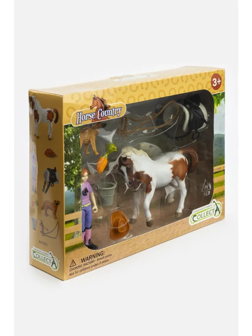 Collecta Игровой набор с фермершей, собакой, лошадью, белый
