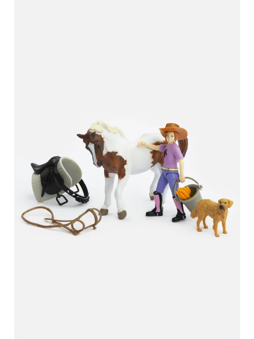Collecta Игровой набор с фермершей, собакой, лошадью, белый, фото 6