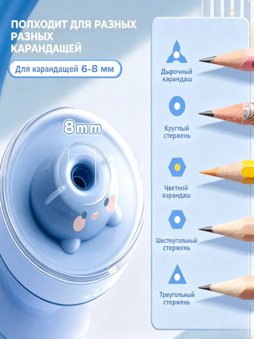 Точилка для карандашей электрическая на батарейках, синий, фото 3