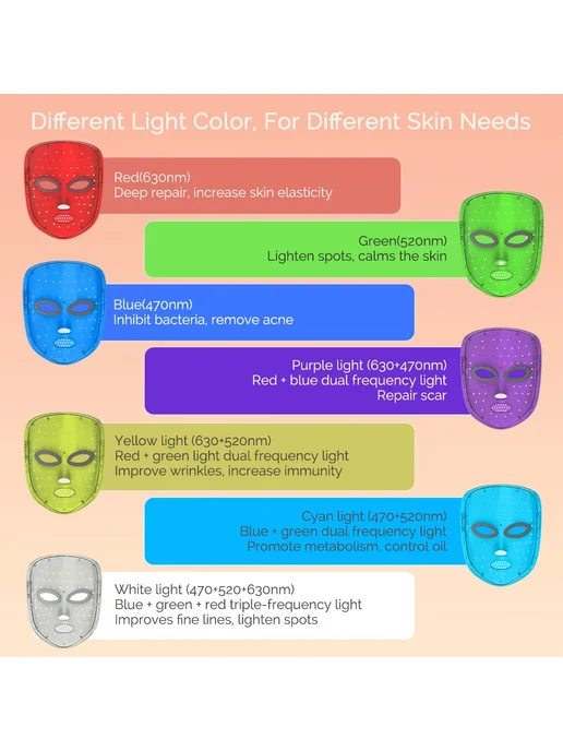 Foreverlily Wireless LED Mask 7 Color 05-1200, вариант, фото 6
