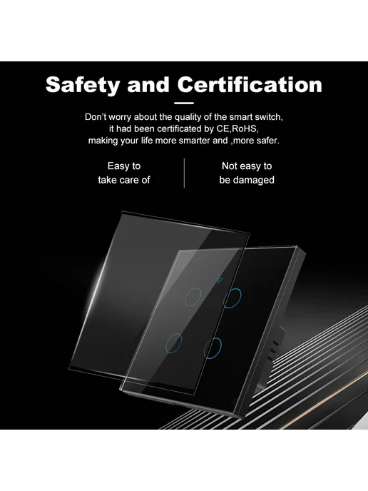 Нет бренда Smart Wifi Wall Switch 1 Gang (Black), черный, фото 5