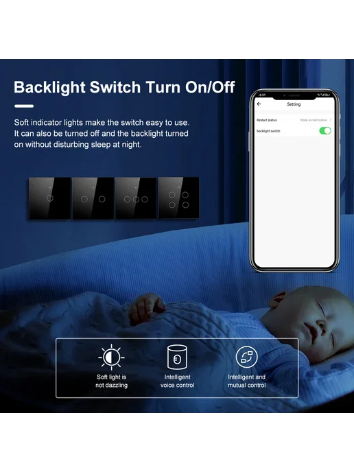Нет бренда Smart Wifi Wall Switch 2 Gang (Black), белый, фото 6