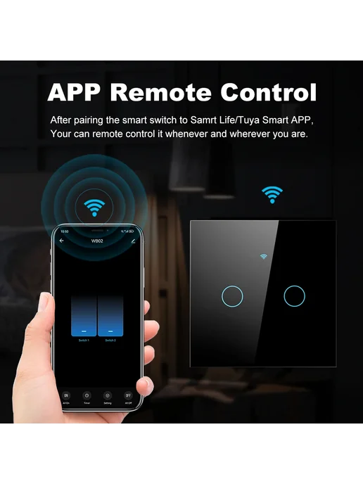 Нет бренда Smart Wifi Wall Switch 3 Gang (Black), белый, фото 4