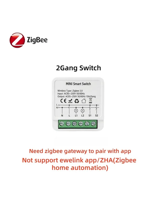 coolo Модуль умного выключателя Zigbee 1 2Gang 2gang switch, вариант