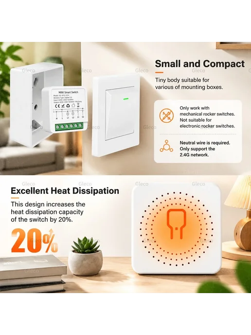 coolo Модуль умного выключателя Zigbee 1 2Gang 2gang switch, 1gang, фото 5