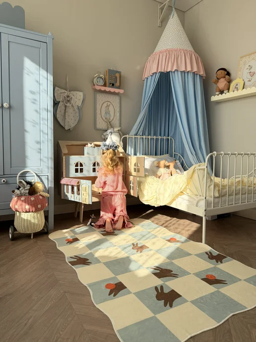 Queen Decor Ковер в детскую комнату 100х150 см Клетка, 100x150 см, фото 8