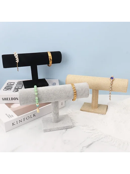 Нет бренда Подставка для украшений бархатная Бежевый, Linen, бежевый, фото 2