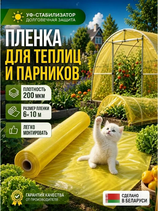 Многолетняя Пленка для теплиц и парников 200 мкм 6х10м, 6x10 м
