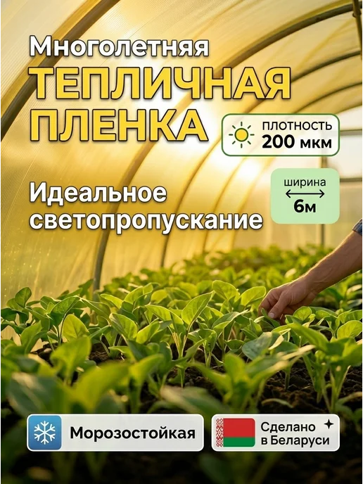 Многолетняя Пленка для теплиц и парников 200 мкм 6х10м, 6x10 м, фото 4