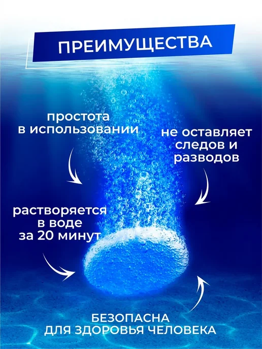 Жидкость стеклоомывателя Таблетки до +1°C 4 л 100 шт, 4 л, 100 шт, фото 2