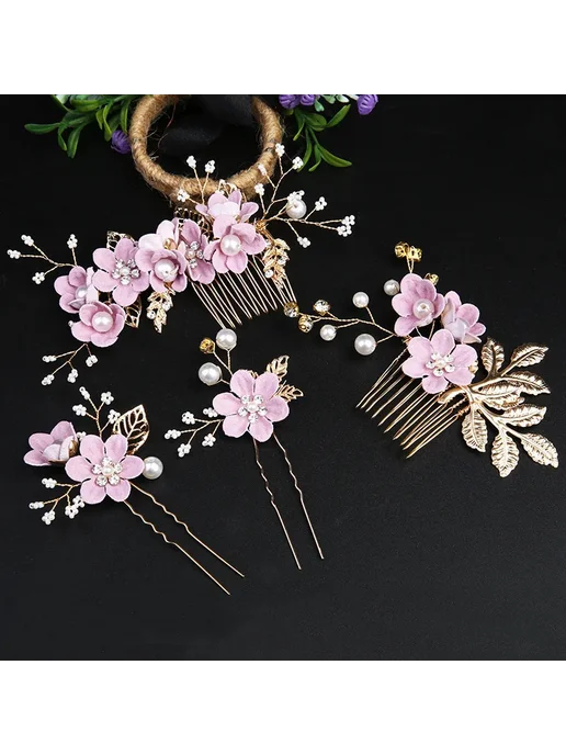 Нет бренда Корейские свадебные гребни для волос Голубой, Green 4Pcs, 4 шт, фото 2