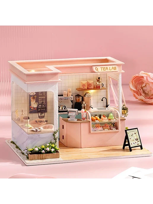 zuuton Мини кукольный домик Розовый QT-028 с крышкой, розовый, фото 2