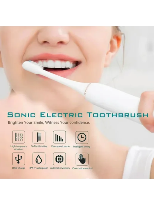 Нет бренда Электрическая зубная щетка X3 черный ABS 3 brush heads, черный, фото 3