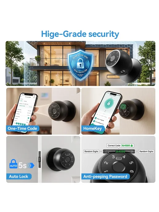 Нет бренда Умный Bluetooth-замок Для Двери, Домашняя Система Безопаснос, черный, фото 3