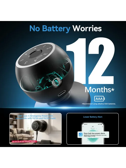 Нет бренда Умный Bluetooth-замок Для Двери, Домашняя Система Безопаснос, черный, фото 5