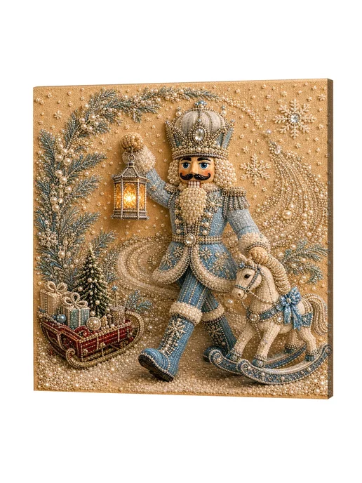 Blue Nutcracker Framed DIY Pearl Painting Kit 20x20cm для вз, синий, фото 4