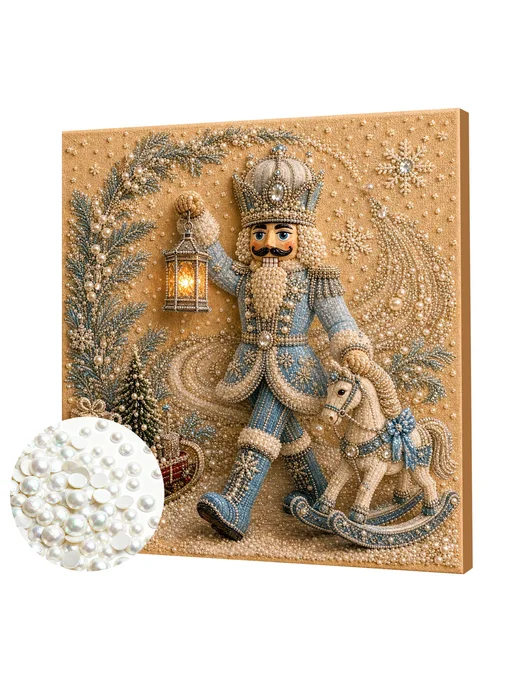 Blue Nutcracker Framed DIY Pearl Painting Kit 20x20cm для вз, синий, фото 6