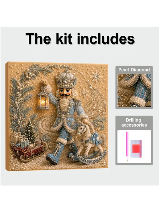 Blue Nutcracker Framed DIY Pearl Painting Kit 20x20cm для вз, синий, фото 8