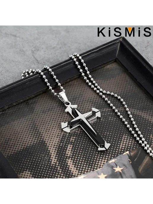 Нет бренда KISMIS ожерелье с крестом из нержавеющей стали Style 1 Gold, золотой, фото 4