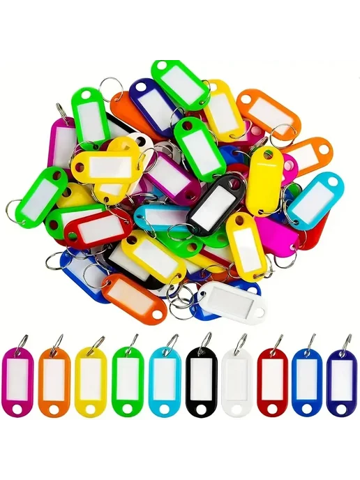 Нет бренда Пластиковые брелоки-идентификаторы с кольцом Белый, 30PCS, W, 30 шт, фото 2