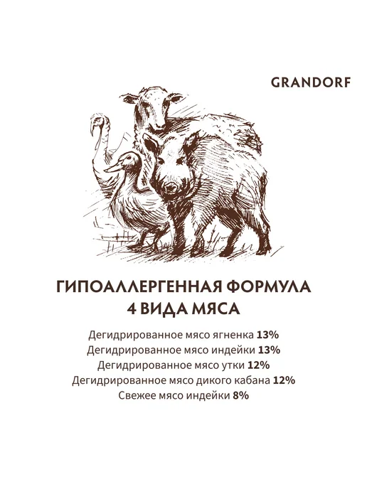 Сухой корм Grandorf' Пробиотиками для собак, мелкие, мясо, 8 кг, фото 4