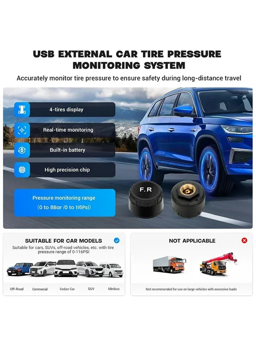 kebedemm Внешний Датчик TPMS Для Android (USB) Для Системы Контроля Д, вариант, фото 3