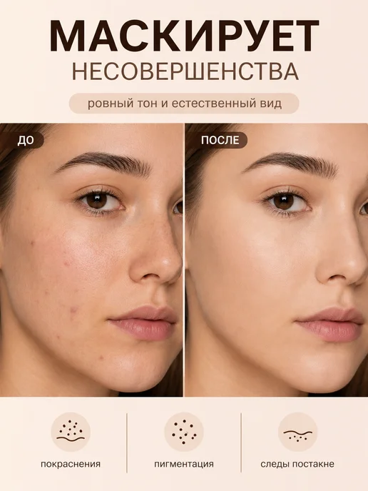 PrettyGirl Тональный крем для лица плотный с естественным финишем, бежевый, фото 2