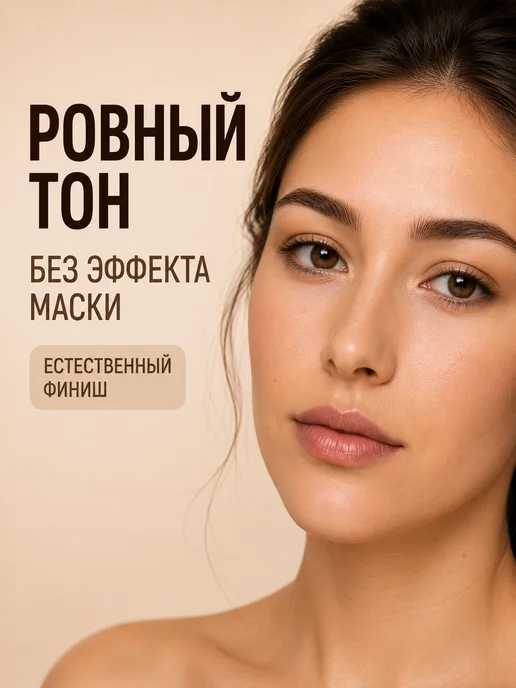 PrettyGirl Тональный крем для лица плотный с естественным финишем, бежевый, фото 3