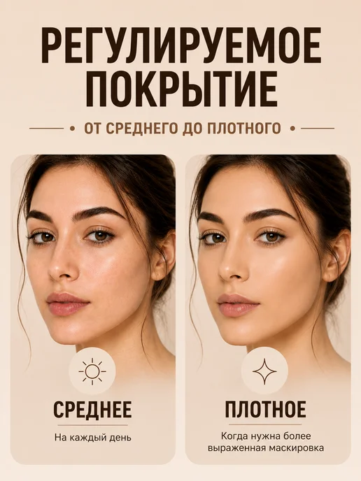 PrettyGirl Тональный крем для лица плотный с естественным финишем, бежевый, фото 6
