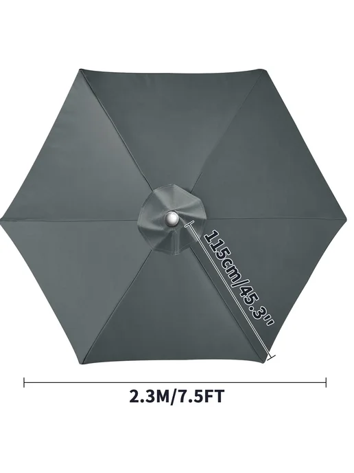 Нет бренда Сменный тент для зонта 2.3м, серый (6 спиц), 2,3 м