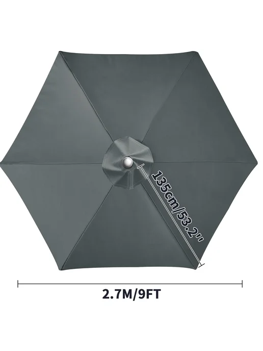 Нет бренда Сменный тент для зонта 2.3м, серый (6 спиц), 2,7 м