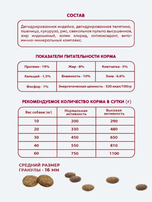 Сухой корм Сытый любимчик для собак, индейка, 2 кг, фото 3