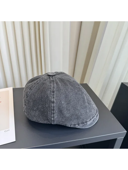 Винтажная шерстяная кепка‑гольф в клетку Burberry, серый, фото 5