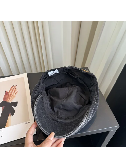 Винтажная шерстяная кепка‑гольф в клетку Burberry, серый, фото 8