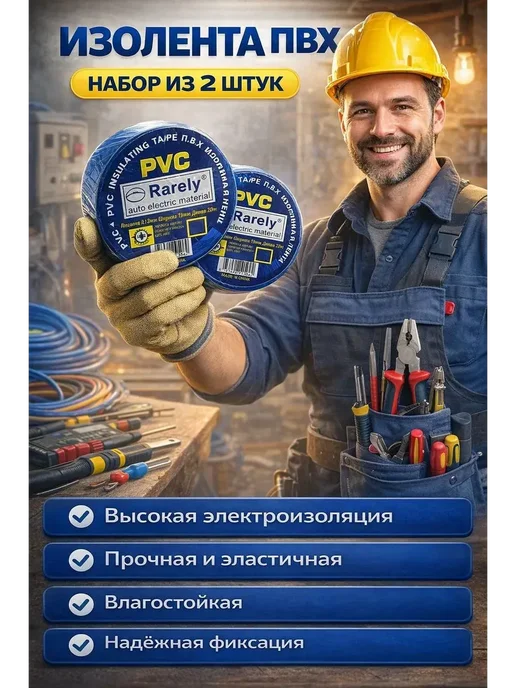 DA04 Изолента синяя для проводов ПВХ 19 мм х 20 метров 2 штук, 20 м