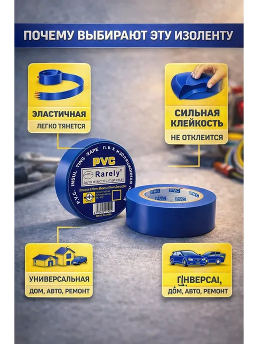 МИ 3 Электрическая изолента синяя, синий, фото 3
