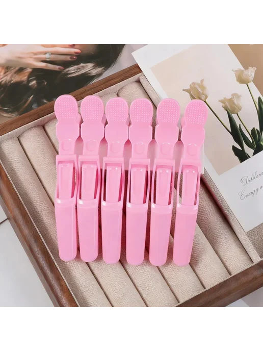 Нет бренда Розовые зажимы-крокодилы для волос 6 шт. Black 6pcs, 6 шт, 6 шт, фото 3
