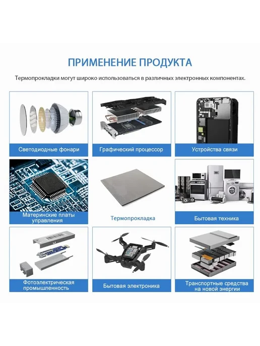 Термопрокладка 24 Вт мК 100x50мм толщина 1.5мм, вес 50г, 100x50 мм, 24 Вт, фото 4