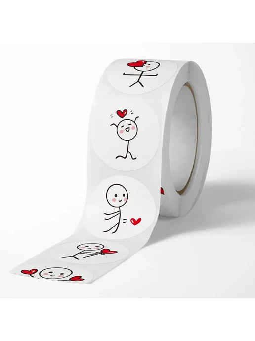 Нет бренда Наклейки сердечки на рулоне, 500 шт, 2.5 см, H0620-1inch, 500 шт, фото 4
