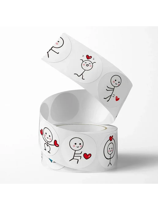 Нет бренда Наклейки сердечки на рулоне, 500 шт, 2.5 см, H0620-1inch, 500 шт, фото 5