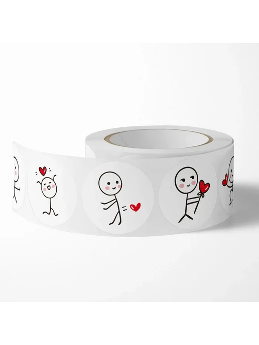 Нет бренда Наклейки сердечки на рулоне, 500 шт, 2.5 см, H0620-1inch, 500 шт, фото 6