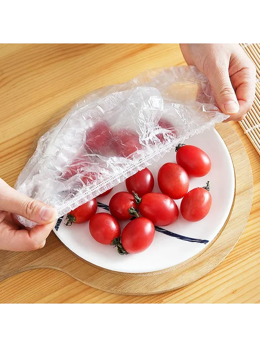Одноразовые пластиковые крышки для продуктов White-300pcs, 300 шт, фото 7