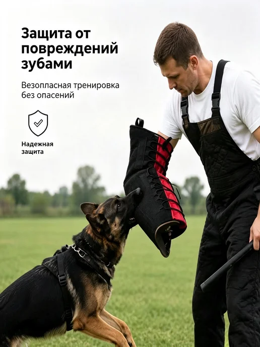 Длинный рукав для дрессировки собак, черный, фото 3