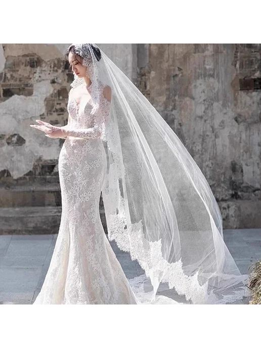 Нет бренда Свадебная вуаль 250 см слоновая кость белый White, белый, фото 3