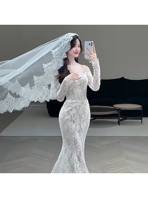 Нет бренда Свадебная вуаль 250 см слоновая кость белый White, белый, фото 6