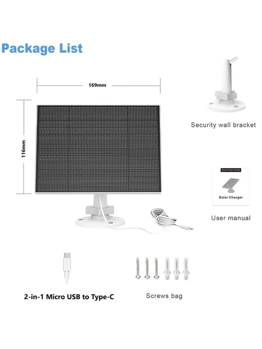KAMTP Солнечный зарядник 10 Вт 2-в-1 Micro USB Type-C 5V Typ, 10 Вт, фото 7