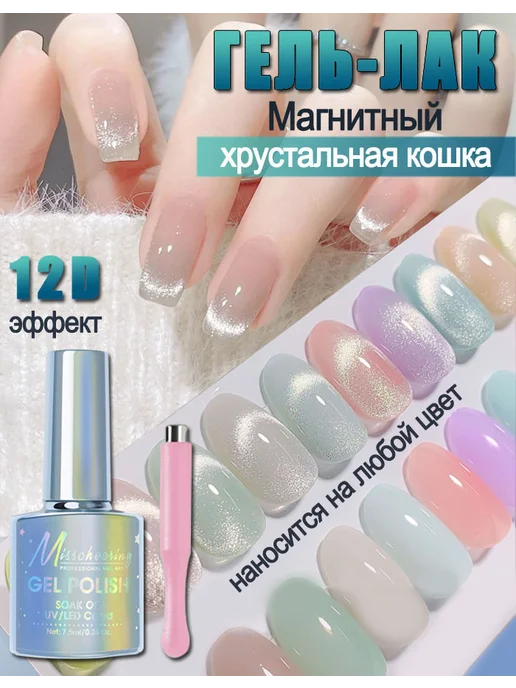 LIMEGIRL Гель лаков для ногтей кошачий глаз 12D с магнит, серый, фото 2