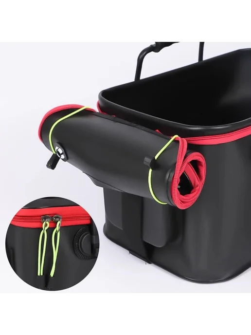Нет бренда Складное ведро для рыбы EVA Black 30cm, черный, в упаковке 670 г, фото 5